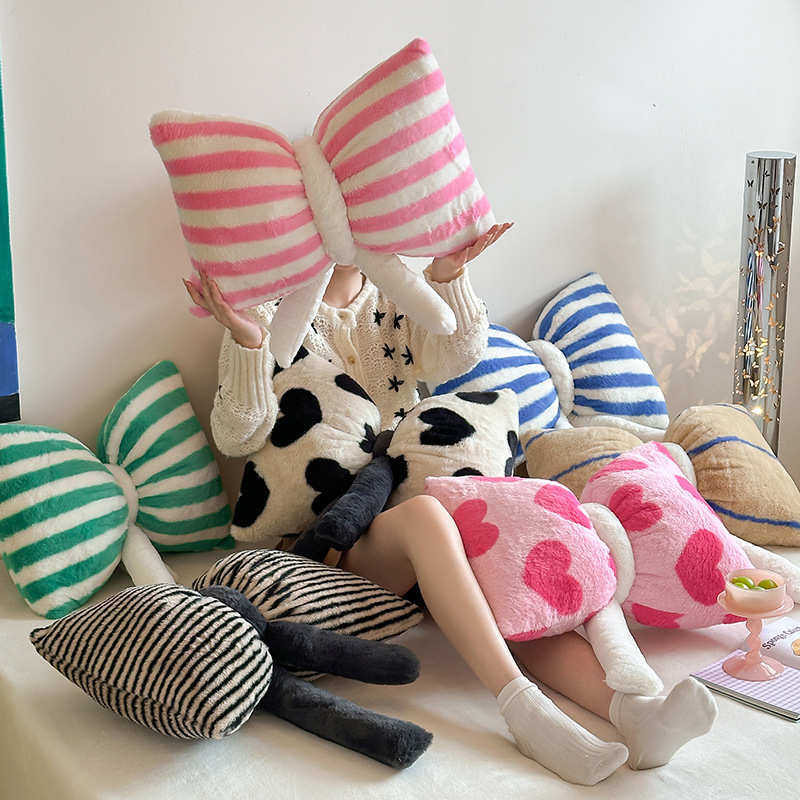 少女蝴蝶结抱枕仿兔兔绒客厅沙发腰靠枕毛绒卧室床上小抱枕ins风,淘宝优惠券,粉丝福利购,淘宝优惠卷