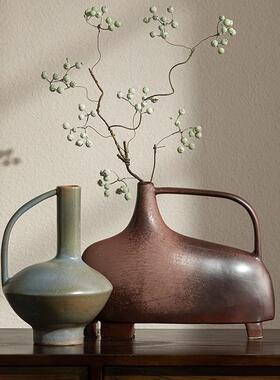 侘寂风设计师几何陶瓷花瓶装饰品创意抽象异型花器创意摆件