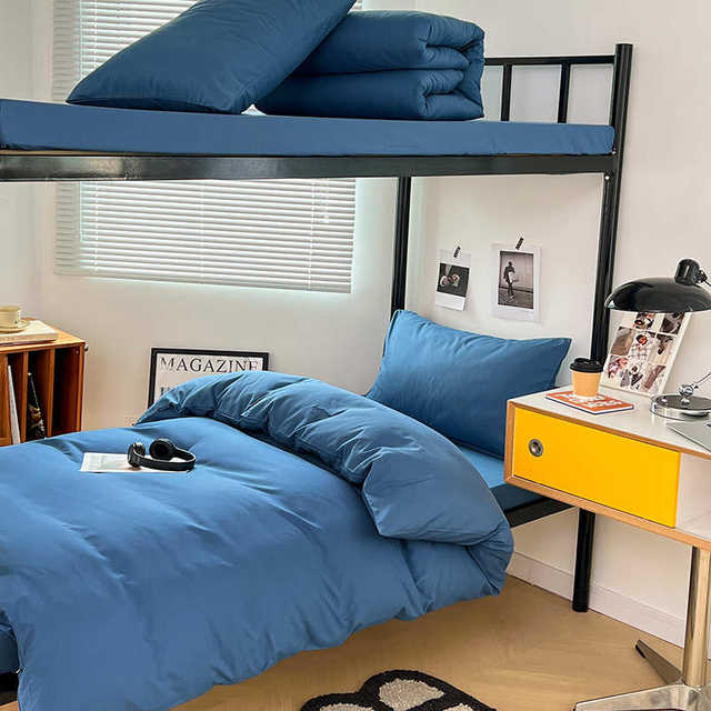 Simple wash cotton student dormitory bed three-piece set top and bottom bunk high school student bed sheets, quilt covers, quilt core six-piece set