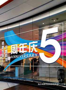 周年庆典活动装饰玻璃门贴纸公司商场店铺店庆布置橱窗玻璃静电贴