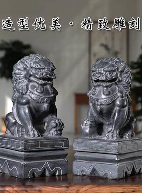 家门大门口石狮子办公桌石刻狮摆件家用花岗岩水泥办公室装饰品