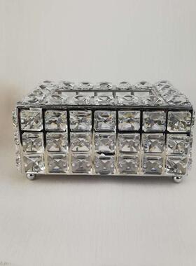 欧式方形水晶纸巾盒家用酒吧KTV纸巾盒摆件客厅茶几抽纸盒厂家