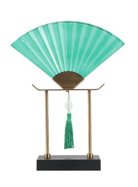 新中式玻璃扇形装饰摆件酒店别墅售楼处展厅玄关书柜样板间软装饰