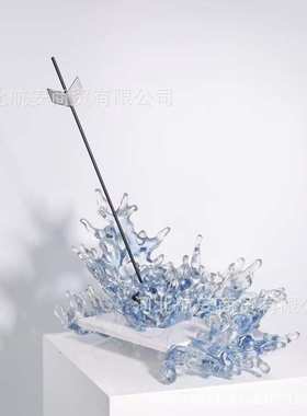 现代简约创意树脂浪花雕塑摆件样板房售楼处玄关大厅装饰品摆件
