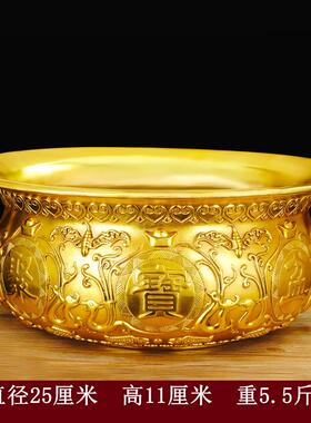 新款纯中聚铜宝盆招财家用铜香炉客厅工艺品装饰件式聚财大号送摆