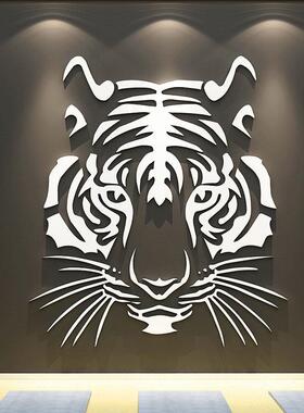 镇宅老虎头压克力3d立体壁贴纸画进门玄关客厅沙发背景墙面装饰品
