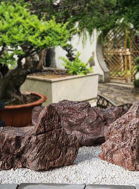 彷真假山玻璃钢石头景观摆件造景道具组合黑山黄蜡石别墅庭院装饰