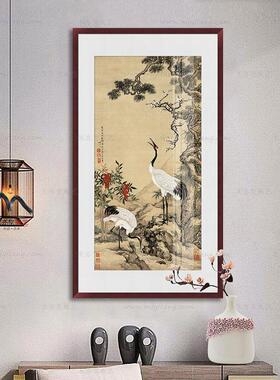米亦堂x松梅双鹤图 沈铨新中式仿古花鸟国画玄关客厅书房竖幅挂画