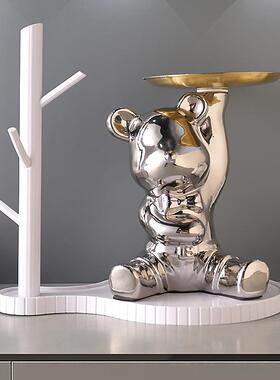 直销新款爱心熊玄关钥匙收纳摆件入户进门鞋柜家居装饰品高档轻奢