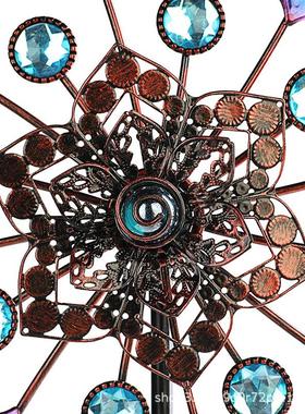 新品园艺金属摆件爆款孔雀尾插件风车庭院花园田园装饰铁艺风车