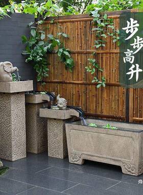 户鱼池造系景庭外院景落地大水室外成品鱼缸流水摆件循环水ALM水