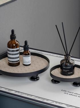 高级感简约铁艺香薰蜡烛托盘装饰茶水盘家用客厅玄关钥匙置物摆盘
