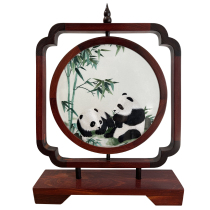 Boutique suembroidered double-sided embroidered pure hand embroidery table screen Panda Home Decorative Pendulum gift