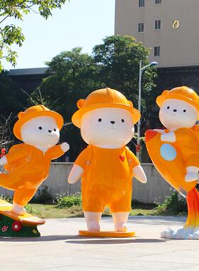 卡通熊玻璃纤维雕塑奶茶店商场拍照风景区网红打卡美陈装饰品落地