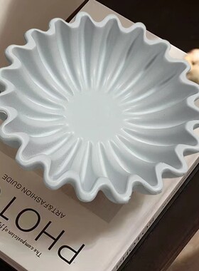 新款直销跨境现货凹槽荷叶边装饰碗客厅造型咖啡桌书架和控制台桌