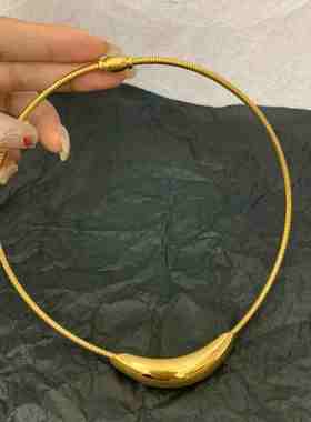 钛钢项链不掉色高级冷淡金属风弧形弯管吊坠设计项圈时尚百搭颈链