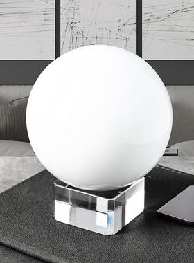 大小号乳白色水晶球摆件 客厅办公室家居招财装饰品创意圆球摆件