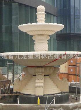 大型石雕景观喷泉流水摆件庭院别墅山水石头室外景观流水雕塑