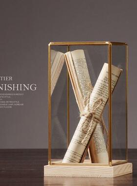 新款直销北欧轻奢黄铜玻璃罩摆件服装店咖啡厅陈列装饰品软装饰品