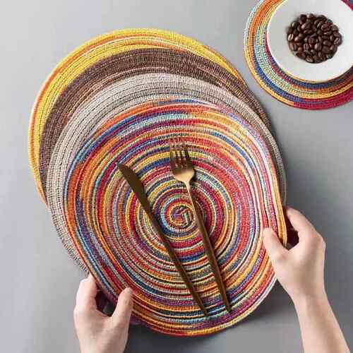 Round Placemat Table Woven Vinyl Individual Placemats for Ta - 图1