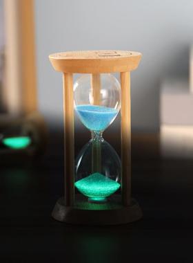 光沙漏计时器创儿童防摔学3/10/夜30分HY202311钟半小时意习流沙