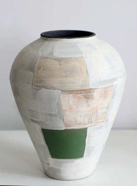 布丁质感陶瓷大花瓶 日式现代大号摆设花器 民宿空间玄关装饰摆件