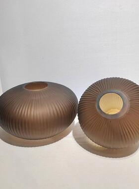 现1690代手花工磨条纹玻璃瓶家刻桌居面软装饰品插花设计摆件