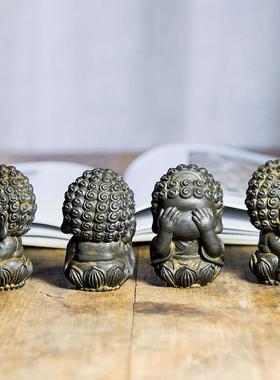 新中式禅意国风四不无相像佛摆件书房家居客厅车载茶宠创意装饰品