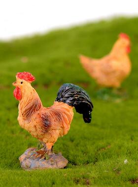 仿真公鸡母鸡动物苔藓微景观装饰DIY摆件造景装饰品迷你多肉配饰