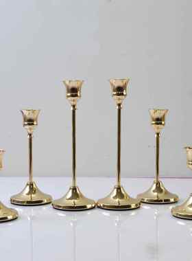 北欧金属酒杯烛台 电镀黄铜色烛台工艺品摆件婚庆装饰ins摄影道具