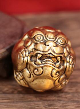 2026黄铜财源滚滚手球手把件摆件复古装饰品物件古玩文玩核桃创意