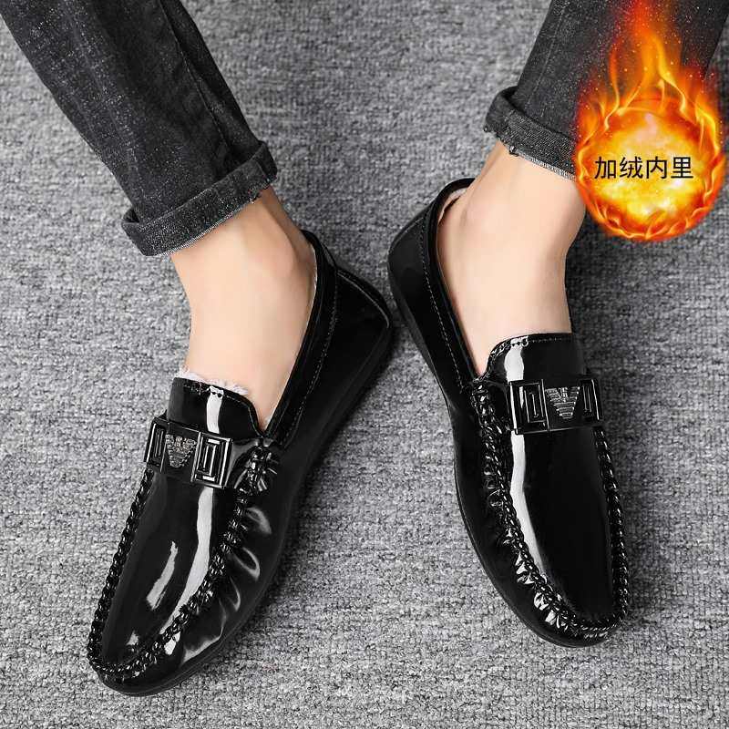 冬季加绒皮鞋男豆豆鞋个性夜店发型师懒人无鞋带棉鞋漆皮金属逗逗,淘宝优惠券,粉丝福利购,淘宝优惠卷