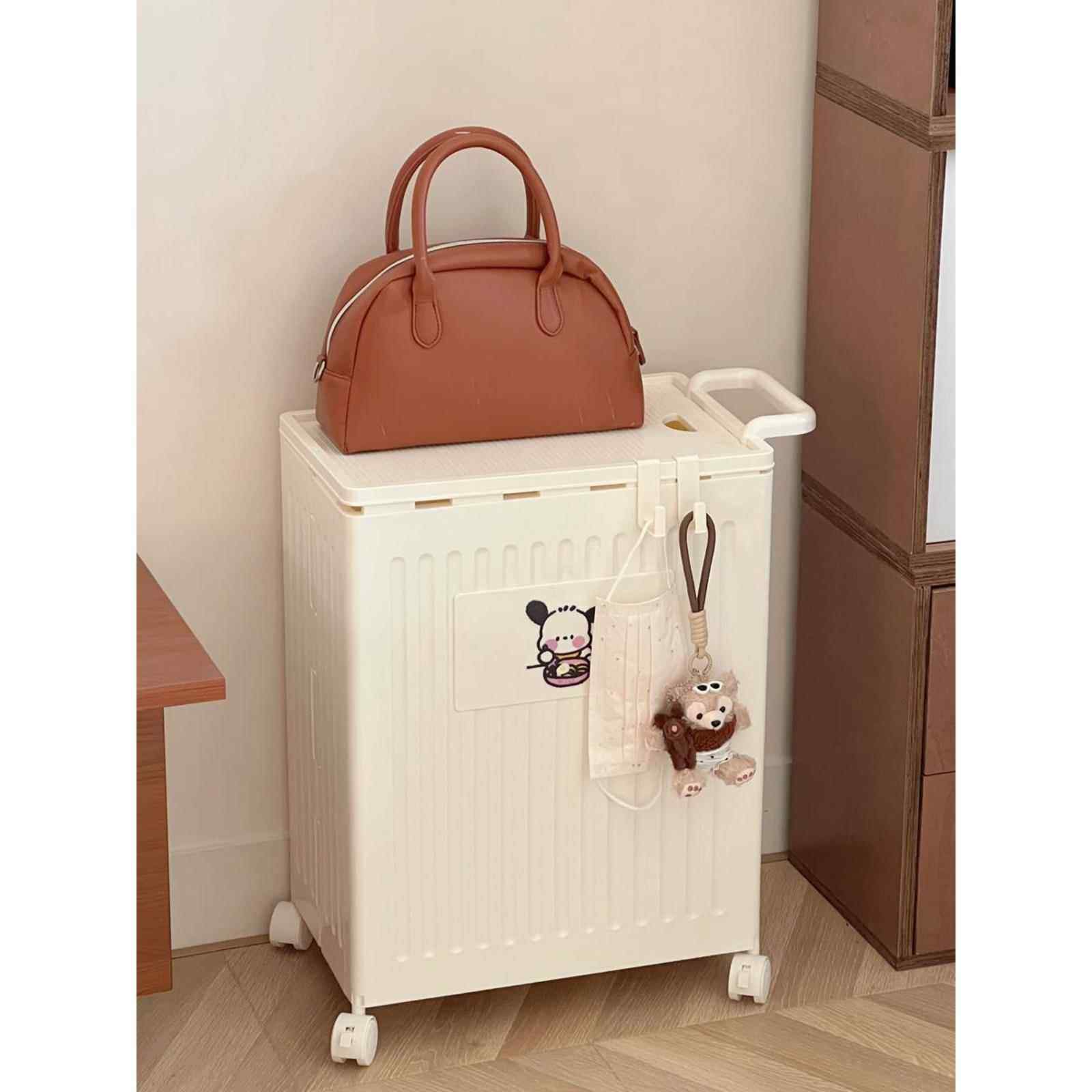 奶油风带轮简约瑜伽垫收纳筐家用运动工具整理神器脏衣篮置物架,淘宝优惠券,粉丝福利购,淘宝优惠卷