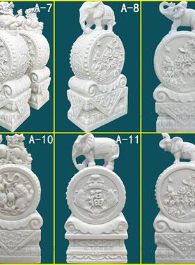 汉白玉石雕门墩大象抱鼓石貔貅石鼓麒麟青石门当彷古门口摆件一对