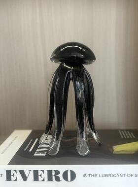 日本进口北欧简约创意手工玻璃水母摆件样板间酒店玄关客厅茶几软
