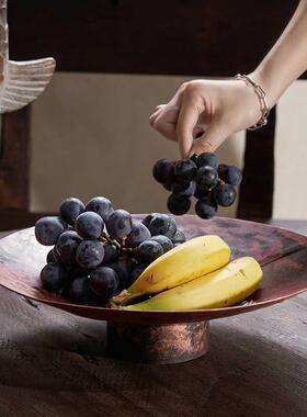 美式FM793856风壁炉斗柜桌面铜复花瓶摆件插花脚果盘古装饰高盘软