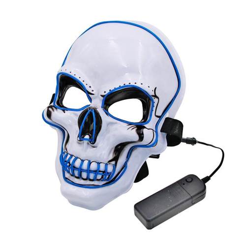 万圣节恐怖吓人鬼头小丑酒吧DJ夜店LED冷光面具 白骷髅头面具发光 - 图1
