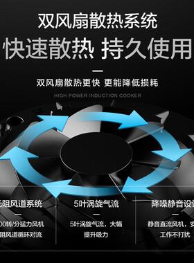 3500W大功率智能爆炒电磁炉 黑色微晶面板多功能煲汤适用三级能效