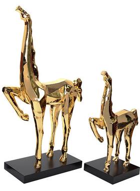 式居动物摆饰摆件ALI55319电镀抽象母子树马家树脂欧装饰脂工艺品