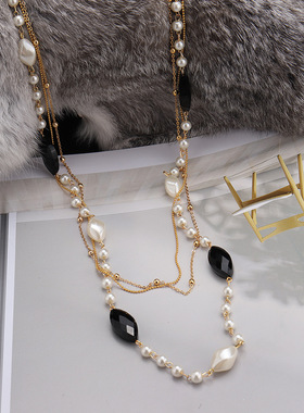 长款项链韩版时尚马眼水晶项链