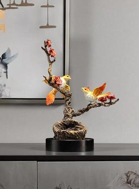 铜金岁月爱巢小鸟喜鹊彩铜摆件客厅玄关家居招财鸟喜鹊彩铜工艺品