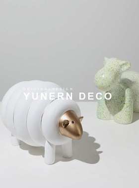 欧式高级感卡通小狗动物摆件儿童房小绵羊装饰品家居软装饰品摆设