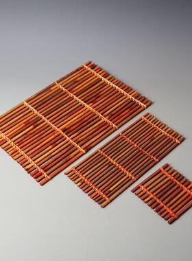 竹排装饰日料摆盘刺身手工编织竹篱笆烤肉海鲜拼盘摆件竹排日料