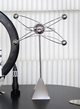 设计师款创意金属行星环绕摆件样板房售楼处书房桌面圆环软装饰品