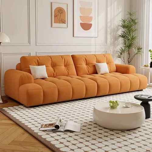 布艺沙发小户型客厅简约现代轻奢新款奶油风钢琴键直排云朵沙发 - 图1