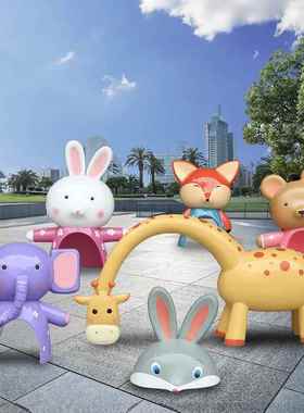 卡通动物玻璃钢雕塑学校幼儿园商场儿童游乐园装饰设施摆件