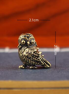 纯黄铜迷你袖珍猫头鹰宝宝桌面装饰品摆件动物猫头鹰宝宝摆件摆饰