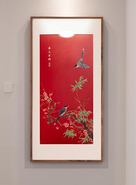 铜国雕画喜眉GNX手工实木新中风口入饰装画春节屋画