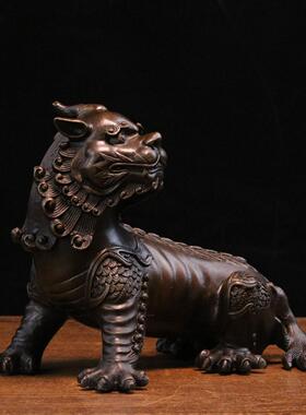 黄铜谛听摆件地藏王坐骑独角神兽貔貅玄关家居风水装饰礼品