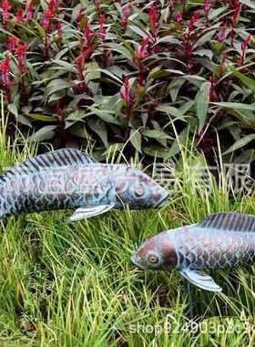 夜光庭院鱼摆件仿铜树脂装饰品仿真锦鲤插牌花园设计摆件装修